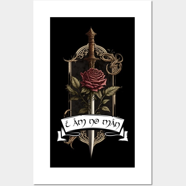 I Am No Man Crest - Rose and Sword - Fantasy Wall Art by Fenay-Designs